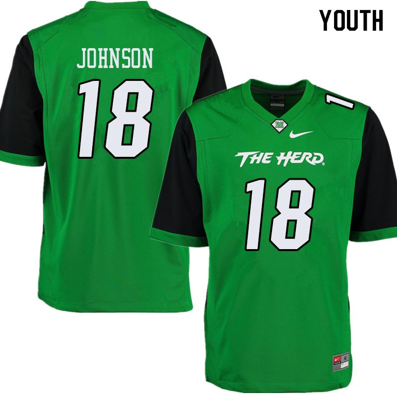 Youth #18 Dontrell Johnson Marshall Thundering Herd College Football Jerseys Sale-Green - Click Image to Close